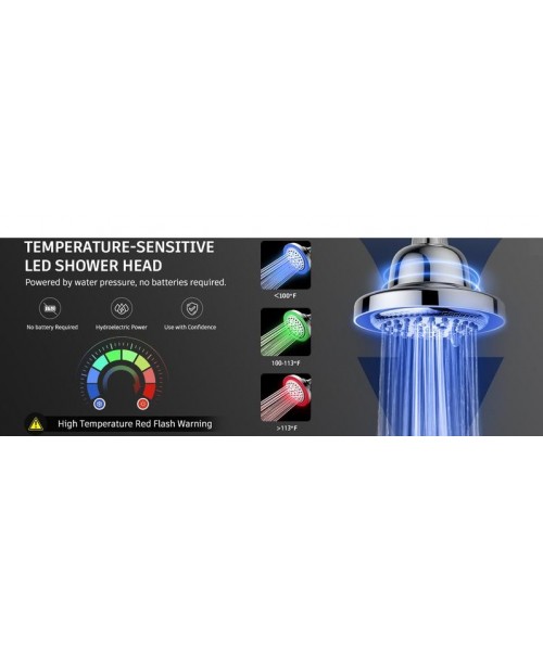 Filtered Shower Head with LED Color Changing, 7 Modes High Pressure Rain Shower Head with Filters, Water Softener Showerhead for Hard Water Filtered Shower Head with LED Color Changing, 7 Modes High Pressure Rain Shower Head with Filters, Water Softener Showerhead for Hard Water