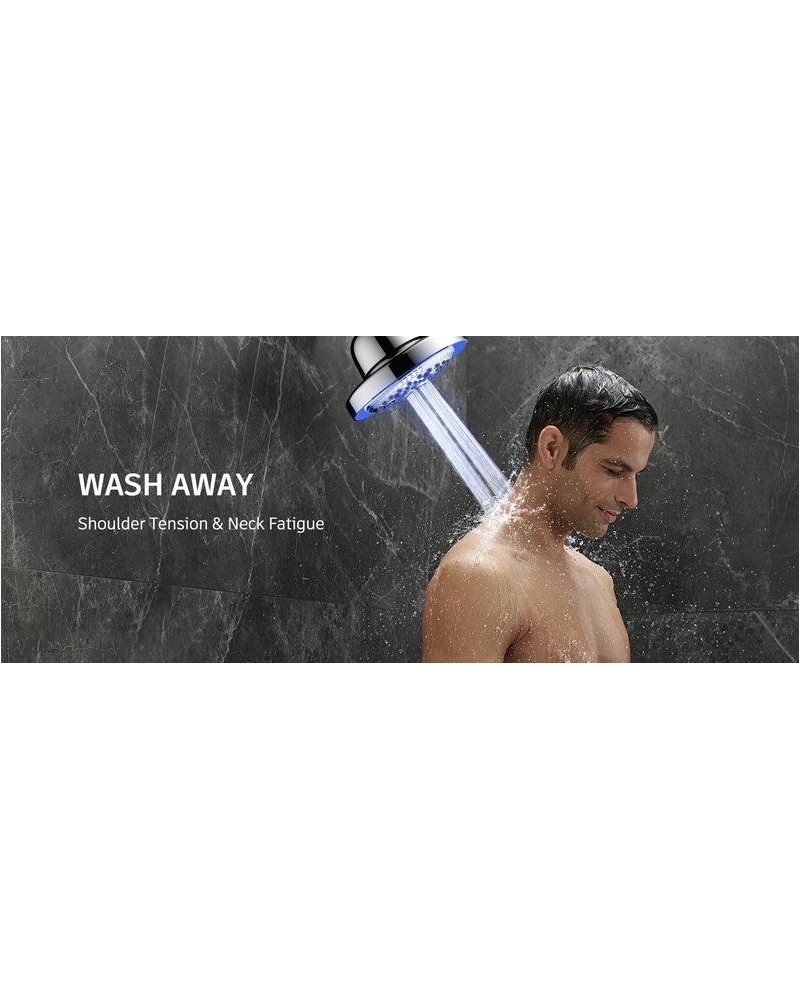 Filtered Shower Head with LED Color Changing, 7 Modes High Pressure Rain Shower Head with Filters, Water Softener Showerhead for Hard Water