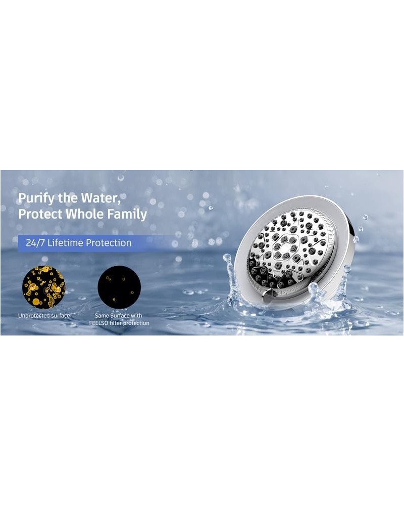 Filtered Shower Head with LED Color Changing, 7 Modes High Pressure Rain Shower Head with Filters, Water Softener Showerhead for Hard Water