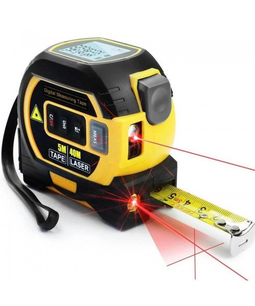2 in 1 Digital Laser&nbsp;5m Tape Measure, 1 Count 40m/60m Laser Measuring Tool with LCD Display & Self-locking Device, Accurate Measurement Tool,&nbsp;Work Equipment for Men