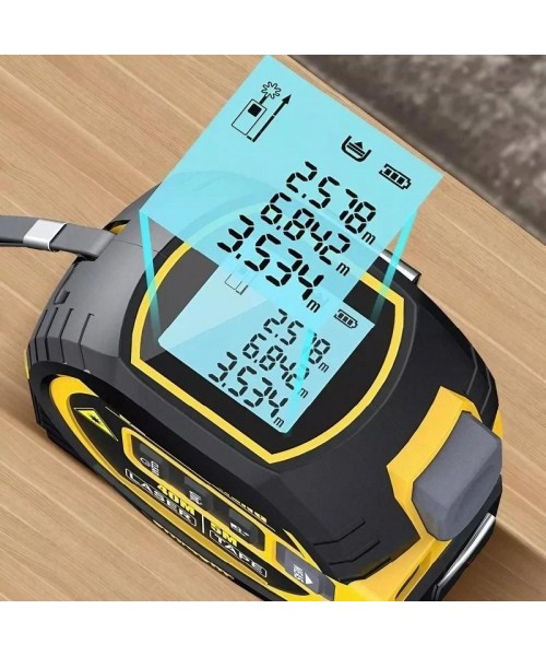 2 in 1 Digital Laser 5m Tape Measure, 1 Count 40m/60m Laser Measuring Tool with LCD Display & Self-locking Device, Accurate Measurement Tool, Work Equipment for Men 2 in 1 Digital Laser 5m Tape Measure, 1 Count 40m/60m Laser Measuring Tool with LCD Display & Self-locking Device, Accurate Measurement Tool, Work Equipment for Men