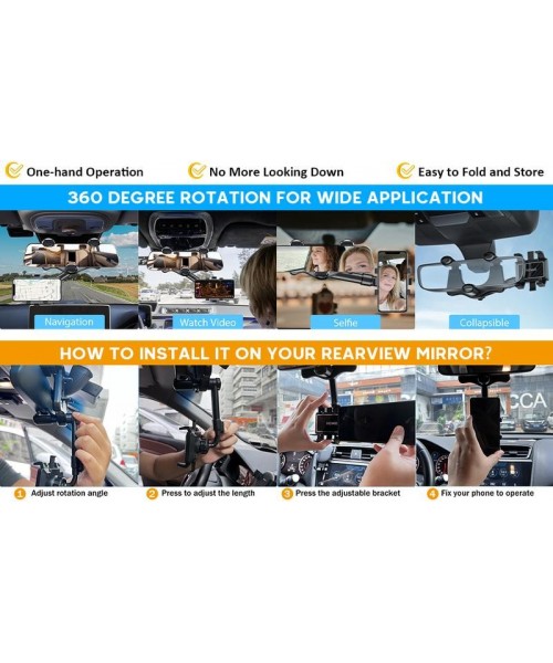 360 Degree Car Phone Holder Rearview Mirror, 2024 New Multifunctional Car Navigation Bracket, 360 Degree Rotatable and Retractable Car Phone Holder, Universal Multifunctional Mobile Phone Holder, Car Accessories 360 Degree Car Phone Holder Rearview Mirror, 2024 New Multifunctional Car Navigation Bracket, 360 Degree Rotatable and Retractable Car Phone Holder, Universal Multifunctional Mobile Phone Holder, Car Accessories