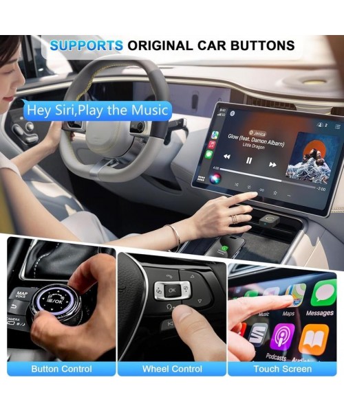 Mini Wireless Apple CarPlay Adapter, for both Apple and Android, 2 in 1, small wireless carplay adapter, converts wired to wireless, suitable for factory wired CarPlay cars from 2016 onwards, plug and play Mini Wireless Apple CarPlay Adapter, for both Apple and Android, 2 in 1, small wireless carplay adapter, converts wired to wireless, suitable for factory wired CarPlay cars from 2016 onwards, plug and play