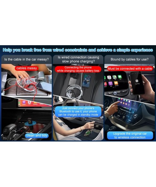 Mini Wireless Apple CarPlay Adapter, for both Apple and Android, 2 in 1, small wireless carplay adapter, converts wired to wireless, suitable for factory wired CarPlay cars from 2016 onwards, plug and play Mini Wireless Apple CarPlay Adapter, for both Apple and Android, 2 in 1, small wireless carplay adapter, converts wired to wireless, suitable for factory wired CarPlay cars from 2016 onwards, plug and play