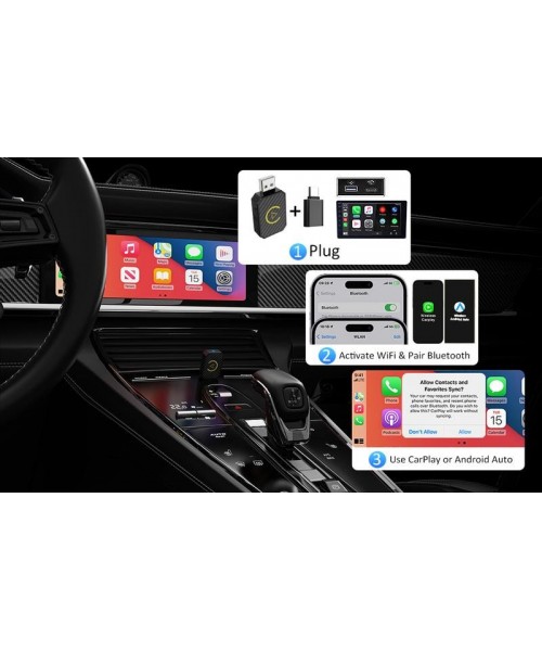 Mini Wireless Apple CarPlay Adapter, for both Apple and Android, 2 in 1, small wireless carplay adapter, converts wired to wireless, suitable for factory wired CarPlay cars from 2016 onwards, plug and play Mini Wireless Apple CarPlay Adapter, for both Apple and Android, 2 in 1, small wireless carplay adapter, converts wired to wireless, suitable for factory wired CarPlay cars from 2016 onwards, plug and play