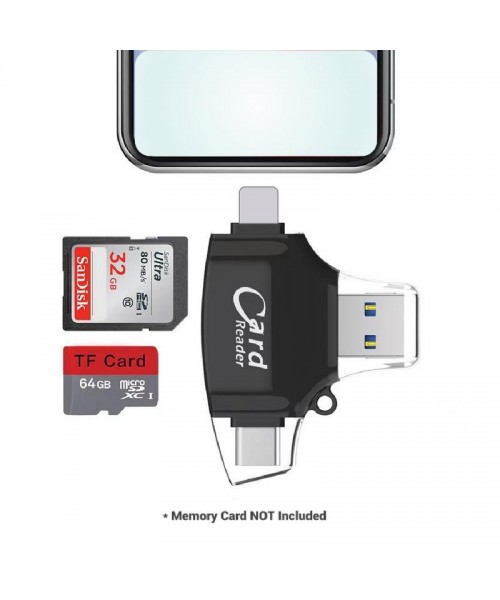 Multi-Port 4 in 1 Universal SD/TF Card/USB C/Memory Card Reader, Type C Camera Adapter Multi-Port 4 in 1 Universal SD/TF Card/USB C/Memory Card Reader, Type C Camera Adapter
