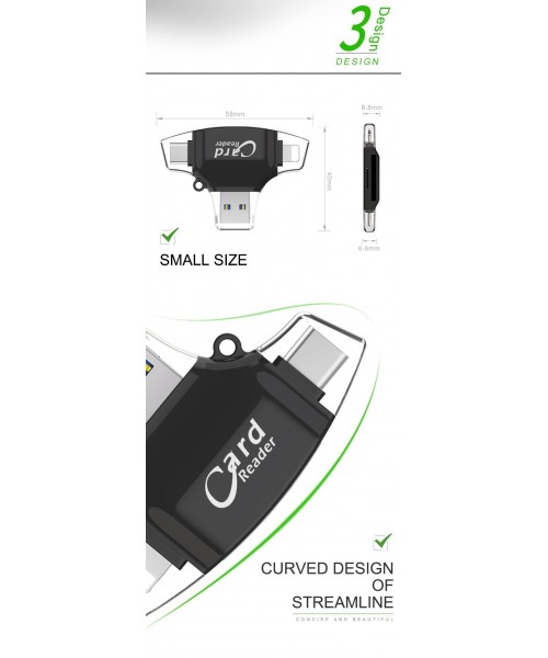 Multi-Port 4 in 1 Universal SD/TF Card/USB C/Memory Card Reader, Type C Camera Adapter Multi-Port 4 in 1 Universal SD/TF Card/USB C/Memory Card Reader, Type C Camera Adapter
