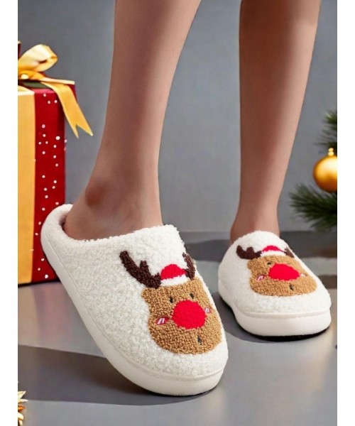 Women's Cute Gingerbread Man Design Plush Slippers, Casual Soft Comfortable Home Slippers, Warm Slippers for Indoor & Outdoor Use for Fall & Winter Women's Cute Gingerbread Man Design Plush Slippers, Casual Soft Comfortable Home Slippers, Warm Slippers for Indoor & Outdoor Use for Fall & Winter