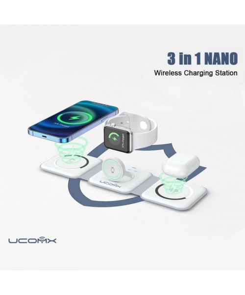 Nano 3 in 1 Wireless Charger for iPhone, Not suitable for Android, Magnetic Foldable 3 in 1 Charging Station, Travel Charger for Multple Devices for iPhone 16/15/14/13/12, for AirPods 4/3/Pro, for iWatch, Christmas Gifts Nano 3 in 1 Wireless Charger for iPhone, Not suitable for Android, Magnetic Foldable 3 in 1 Charging Station, Travel Charger for Multple Devices for iPhone 16/15/14/13/12, for AirPods 4/3/Pro, for iWatch, Christmas Gifts