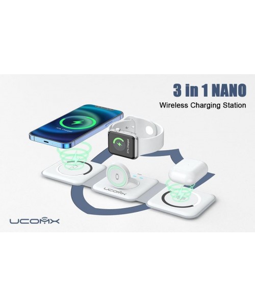 Nano 3 in 1 Wireless Charger for iPhone, Not suitable for Android, Magnetic Foldable 3 in 1 Charging Station, Travel Charger for Multple Devices for iPhone 16/15/14/13/12, for AirPods 4/3/Pro, for iWatch, Christmas Gifts Nano 3 in 1 Wireless Charger for iPhone, Not suitable for Android, Magnetic Foldable 3 in 1 Charging Station, Travel Charger for Multple Devices for iPhone 16/15/14/13/12, for AirPods 4/3/Pro, for iWatch, Christmas Gifts