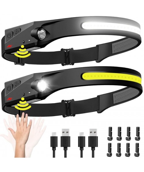 Rechargeable Headlamp, Led Light, Rechargeable 230° Wide Head Lamp with Motion Sensor for Adults, Headlamp Flashlight, Spring Camping Headlight, Portable Headlight for Fishing, Hiking, Camping, Camping Essentials, Camping Gadgets 2024, Gifts For Men