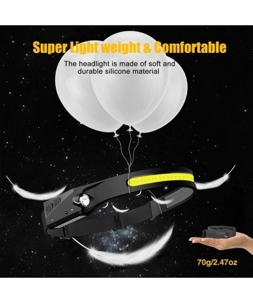 Rechargeable Headlamp, Led Light, Rechargeable 230° Wide Head Lamp with Motion Sensor for Adults, Headlamp Flashlight, Spring Camping Headlight, Portable Headlight for Fishing, Hiking, Camping, Camping Essentials, Camping Gadgets 2024, Gifts For Men