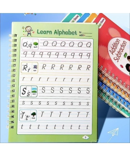 Reusable Magic Writing Practice Copybook, 5 Counts Handwriting Practice Book with 10 Pen Refill & 2 Pen, Suitable for Kindergarten School Students, School-starting Stationery Set, Fall Decor, Men Gifts, Christmas Gift Reusable Magic Writing Practice Copybook, 5 Counts Handwriting Practice Book with 10 Pen Refill & 2 Pen, Suitable for Kindergarten School Students, School-starting Stationery Set, Fall Decor, Men Gifts, Christmas Gift