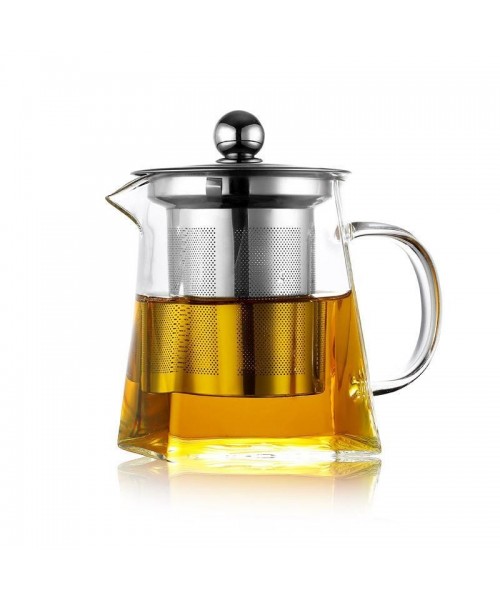 Glass Tea Pot with Removable Stainless Steel Filter & Handle, Clear Square Tea Pot & Tea Cup Set, Tea Making Tool for Home Office Use, Home Accessories, Kitchen Accessories Glass Tea Pot with Removable Stainless Steel Filter & Handle, Clear Square Tea Pot & Tea Cup Set, Tea Making Tool for Home Office Use, Home Accessories, Kitchen Accessories