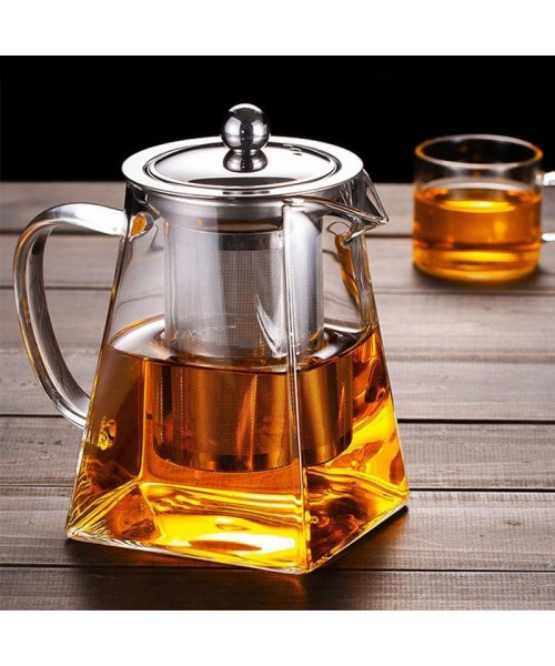 Glass Tea Pot with Removable Stainless Steel Filter & Handle, Clear Square Tea Pot & Tea Cup Set, Tea Making Tool for Home Office Use, Home Accessories, Kitchen Accessories Glass Tea Pot with Removable Stainless Steel Filter & Handle, Clear Square Tea Pot & Tea Cup Set, Tea Making Tool for Home Office Use, Home Accessories, Kitchen Accessories