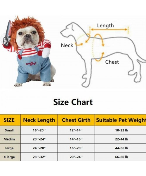 Funny Chucky Dogs Costume with Pet Wig,Creative Cosplay Scary Outfit Knife,for Small Medium and Large Cats Puppy,Party Animal Clothes Ragdoll stume