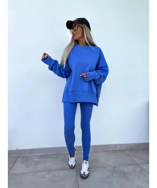 Two-piece Set Women's Solid Drop Shoulder Split Hem Sweatshirt & Leggings, Casual Fashion Cozy Round Neck Long Sleeve Pullover & Trousers for Daily Outdoor Wear, 2 Piece Sets Women, Women's Clothing for Spring & Fall, Sweatsuit Set Outfit Two-piece Set Women's Solid Drop Shoulder Split Hem Sweatshirt & Leggings, Casual Fashion Cozy Round Neck Long Sleeve Pullover & Trousers for Daily Outdoor Wear, 2 Piece Sets Women, Women's Clothing for Spring & Fall, Sweatsuit Set Outfit