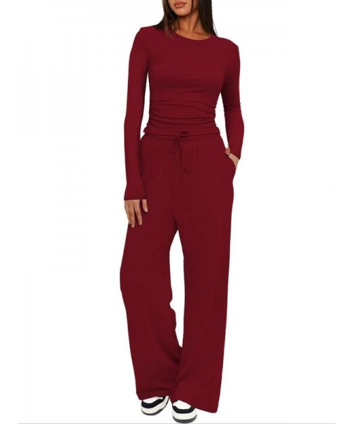 Two-piece Set Women's Solid Ruched Tee & Drawstring Pocket Pants Lounge Set, Casual Long Sleeve T-shirt & Elastic Waist Trousers, Ladies Sleepwear for All Seasons Two-piece Set Women's Solid Ruched Tee & Drawstring Pocket Pants Lounge Set, Casual Long Sleeve T-shirt & Elastic Waist Trousers, Ladies Sleepwear for All Seasons