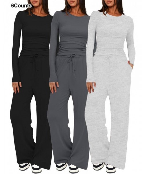 Two-piece Set Women's Solid Ruched Tee & Drawstring Pocket Pants Lounge Set, Casual Long Sleeve T-shirt & Elastic Waist Trousers, Ladies Sleepwear for All Seasons Two-piece Set Women's Solid Ruched Tee & Drawstring Pocket Pants Lounge Set, Casual Long Sleeve T-shirt & Elastic Waist Trousers, Ladies Sleepwear for All Seasons