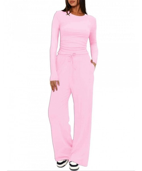 Two-piece Set Women's Solid Ruched Tee & Drawstring Pocket Pants Lounge Set, Casual Long Sleeve T-shirt & Elastic Waist Trousers, Ladies Sleepwear for All Seasons Two-piece Set Women's Solid Ruched Tee & Drawstring Pocket Pants Lounge Set, Casual Long Sleeve T-shirt & Elastic Waist Trousers, Ladies Sleepwear for All Seasons