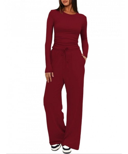 Two-piece Set Women's Solid Ruched Tee & Drawstring Pocket Pants Lounge Set, Casual Long Sleeve T-shirt & Elastic Waist Trousers, Ladies Sleepwear for All Seasons Two-piece Set Women's Solid Ruched Tee & Drawstring Pocket Pants Lounge Set, Casual Long Sleeve T-shirt & Elastic Waist Trousers, Ladies Sleepwear for All Seasons