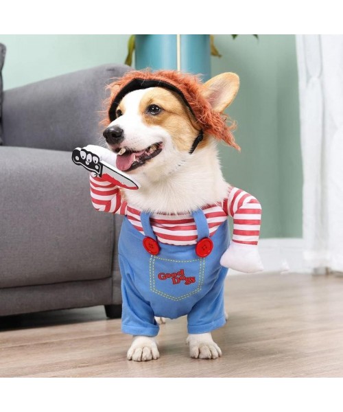 Funny Chucky Dogs Costume with Pet Wig,Creative Cosplay Scary Outfit Knife,for Small Medium and Large Cats Puppy,Party Animal Clothes Ragdoll stume Funny Chucky Dogs Costume with Pet Wig,Creative Cosplay Scary Outfit Knife,for Small Medium and Large Cats Puppy,Party Animal Clothes Ragdoll stume