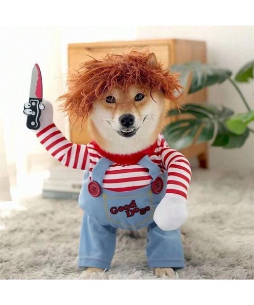 Funny Chucky Dogs Costume with Pet Wig,Creative Cosplay Scary Outfit Knife,for Small Medium and Large Cats Puppy,Party Animal Clothes Ragdoll stume Funny Chucky Dogs Costume with Pet Wig,Creative Cosplay Scary Outfit Knife,for Small Medium and Large Cats Puppy,Party Animal Clothes Ragdoll stume