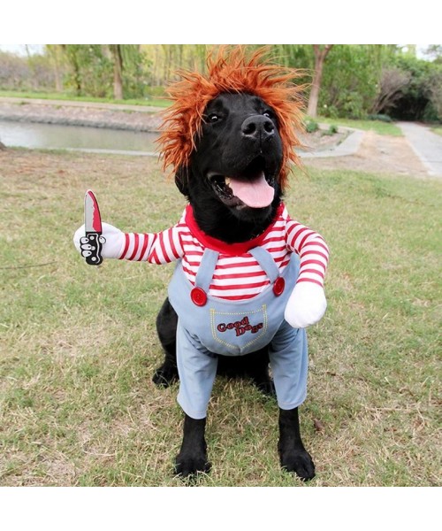 Funny Chucky Dogs Costume with Pet Wig,Creative Cosplay Scary Outfit Knife,for Small Medium and Large Cats Puppy,Party Animal Clothes Ragdoll stume Funny Chucky Dogs Costume with Pet Wig,Creative Cosplay Scary Outfit Knife,for Small Medium and Large Cats Puppy,Party Animal Clothes Ragdoll stume
