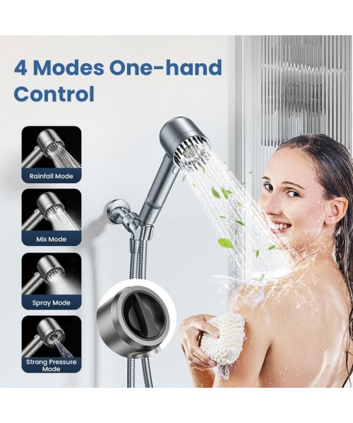 Handheld Filter Booster Shower Head, 4 Spray Modes, Hard Water Powerful Cleaning, Bathroom Shower Set Handheld Filter Booster Shower Head, 4 Spray Modes, Hard Water Powerful Cleaning, Bathroom Shower Set