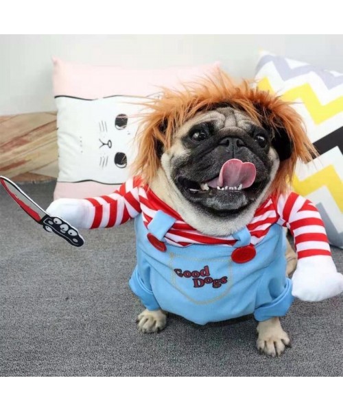 Funny Chucky Dogs Costume with Pet Wig,Creative Cosplay Scary Outfit Knife,for Small Medium and Large Cats Puppy,Party Animal Clothes Ragdoll stume Funny Chucky Dogs Costume with Pet Wig,Creative Cosplay Scary Outfit Knife,for Small Medium and Large Cats Puppy,Party Animal Clothes Ragdoll stume