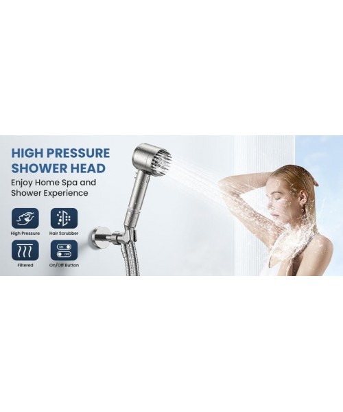 Handheld Filter Booster Shower Head, 4 Spray Modes, Hard Water Powerful Cleaning, Bathroom Shower Set Handheld Filter Booster Shower Head, 4 Spray Modes, Hard Water Powerful Cleaning, Bathroom Shower Set