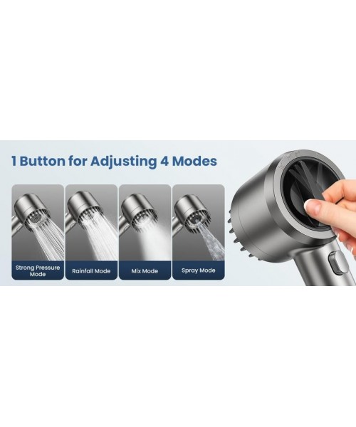 Handheld Filter Booster Shower Head, 4 Spray Modes, Hard Water Powerful Cleaning, Bathroom Shower Set Handheld Filter Booster Shower Head, 4 Spray Modes, Hard Water Powerful Cleaning, Bathroom Shower Set