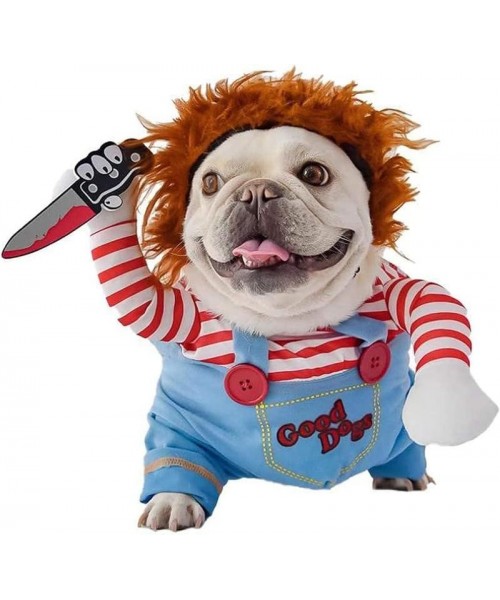 Funny Chucky Dogs Costume with Pet Wig,Creative Cosplay Scary Outfit Knife,for Small Medium and Large Cats Puppy,Party Animal Clothes Ragdoll stume Funny Chucky Dogs Costume with Pet Wig,Creative Cosplay Scary Outfit Knife,for Small Medium and Large Cats Puppy,Party Animal Clothes Ragdoll stume