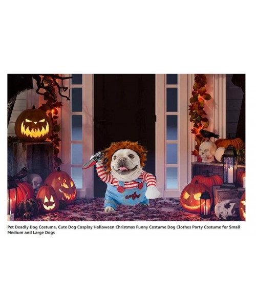 Funny Chucky Dogs Costume with Pet Wig,Creative Cosplay Scary Outfit Knife,for Small Medium and Large Cats Puppy,Party Animal Clothes Ragdoll stume Funny Chucky Dogs Costume with Pet Wig,Creative Cosplay Scary Outfit Knife,for Small Medium and Large Cats Puppy,Party Animal Clothes Ragdoll stume