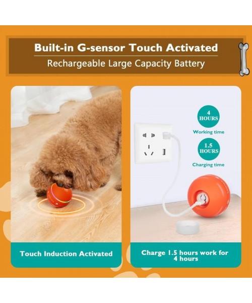 Interactive Dog Toys Dog Ball,[Newly Upgraded] Durable Motion Activated Automatic Rolling Ball Toys for/Small/Medium/Large Dogs,USB Rechargeable