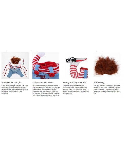 Funny Chucky Dogs Costume with Pet Wig,Creative Cosplay Scary Outfit Knife,for Small Medium and Large Cats Puppy,Party Animal Clothes Ragdoll stume Funny Chucky Dogs Costume with Pet Wig,Creative Cosplay Scary Outfit Knife,for Small Medium and Large Cats Puppy,Party Animal Clothes Ragdoll stume