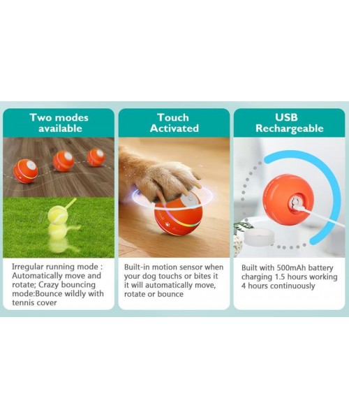 Interactive Dog Toys Dog Ball,[Newly Upgraded] Durable Motion Activated Automatic Rolling Ball Toys for/Small/Medium/Large Dogs,USB Rechargeable