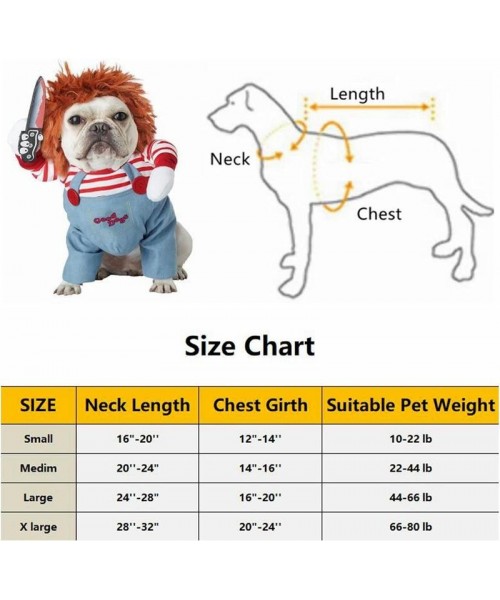 Funny Chucky Dogs Costume with Pet Wig,Creative Cosplay Scary Outfit Knife,for Small Medium and Large Cats Puppy,Party Animal Clothes Ragdoll stume Funny Chucky Dogs Costume with Pet Wig,Creative Cosplay Scary Outfit Knife,for Small Medium and Large Cats Puppy,Party Animal Clothes Ragdoll stume