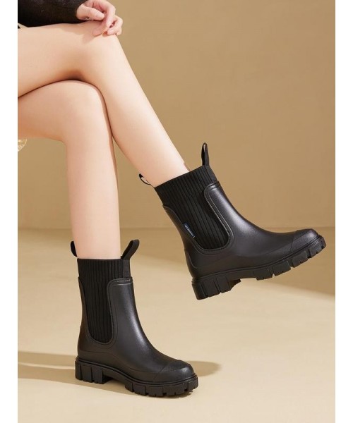 Women's Solid Color Waterproof Rain Boots, Fall 2024 New Style Fashionable Round Toe Boots for Outdoor Footwear, Non-slip Rain Boots for Women Shoes, Boots for Wide Feet Women's Solid Color Waterproof Rain Boots, Fall 2024 New Style Fashionable Round Toe Boots for Outdoor Footwear, Non-slip Rain Boots for Women Shoes, Boots for Wide Feet