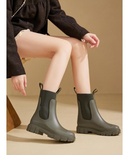 Women's Solid Color Waterproof Rain Boots, Fall 2024 New Style Fashionable Round Toe Boots for Outdoor Footwear, Non-slip Rain Boots for Women Shoes, Boots for Wide Feet Women's Solid Color Waterproof Rain Boots, Fall 2024 New Style Fashionable Round Toe Boots for Outdoor Footwear, Non-slip Rain Boots for Women Shoes, Boots for Wide Feet