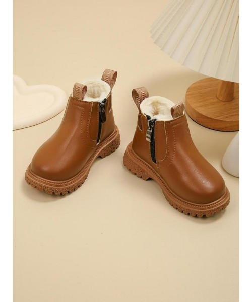 Kid's Winter Boots, Casual Warm Ankle Boots for Fall & Winter, New Style Plain Color Boots for Boys for Daily Wear Kid's Winter Boots, Casual Warm Ankle Boots for Fall & Winter, New Style Plain Color Boots for Boys for Daily Wear