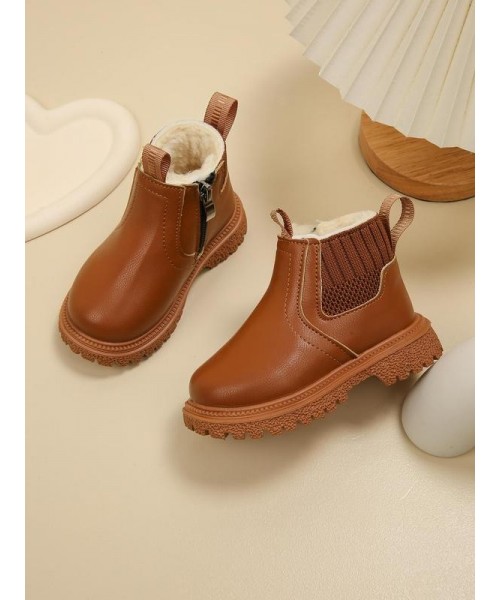Kid's Winter Boots, Casual Warm Ankle Boots for Fall & Winter, New Style Plain Color Boots for Boys for Daily Wear Kid's Winter Boots, Casual Warm Ankle Boots for Fall & Winter, New Style Plain Color Boots for Boys for Daily Wear