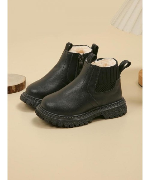 Kid's Winter Boots, Casual Warm Ankle Boots for Fall & Winter, New Style Plain Color Boots for Boys for Daily Wear Kid's Winter Boots, Casual Warm Ankle Boots for Fall & Winter, New Style Plain Color Boots for Boys for Daily Wear