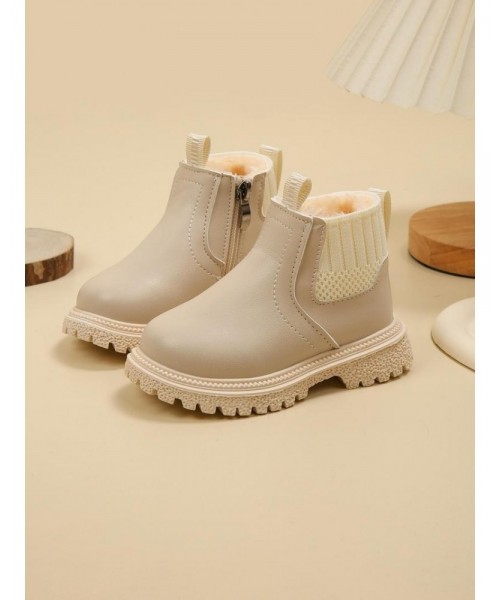 Kid's Winter Boots, Casual Warm Ankle Boots for Fall & Winter, New Style Plain Color Boots for Boys for Daily Wear Kid's Winter Boots, Casual Warm Ankle Boots for Fall & Winter, New Style Plain Color Boots for Boys for Daily Wear