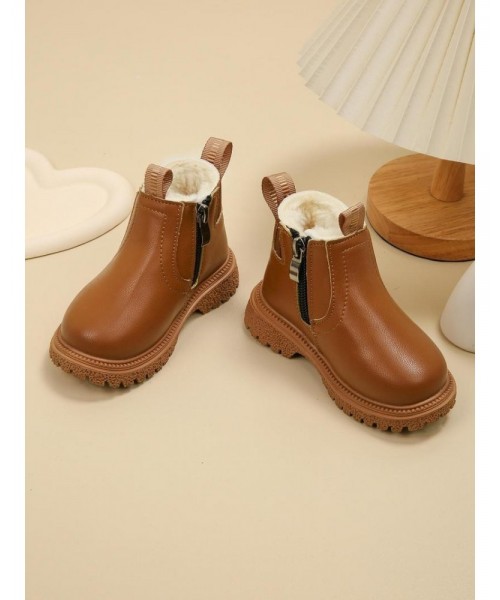 Kid's Winter Boots, Casual Warm Ankle Boots for Fall & Winter, New Style Plain Color Boots for Boys for Daily Wear Kid's Winter Boots, Casual Warm Ankle Boots for Fall & Winter, New Style Plain Color Boots for Boys for Daily Wear