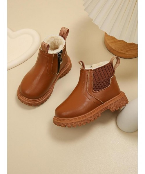 Kid's Winter Boots, Casual Warm Ankle Boots for Fall & Winter, New Style Plain Color Boots for Boys for Daily Wear Kid's Winter Boots, Casual Warm Ankle Boots for Fall & Winter, New Style Plain Color Boots for Boys for Daily Wear