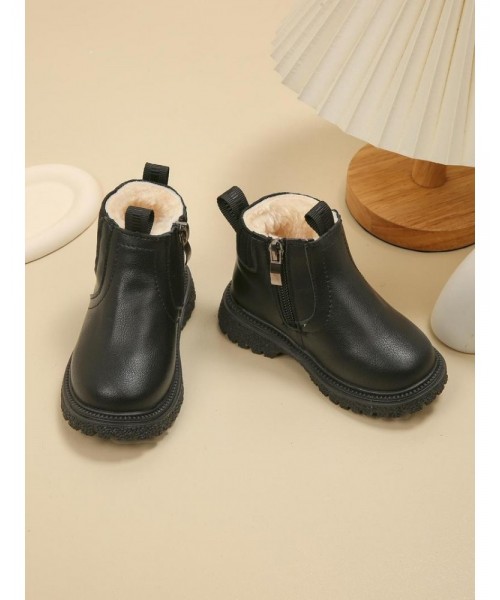Kid's Winter Boots, Casual Warm Ankle Boots for Fall & Winter, New Style Plain Color Boots for Boys for Daily Wear Kid's Winter Boots, Casual Warm Ankle Boots for Fall & Winter, New Style Plain Color Boots for Boys for Daily Wear