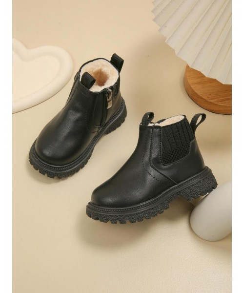 Kid's Winter Boots, Casual Warm Ankle Boots for Fall & Winter, New Style Plain Color Boots for Boys for Daily Wear Kid's Winter Boots, Casual Warm Ankle Boots for Fall & Winter, New Style Plain Color Boots for Boys for Daily Wear